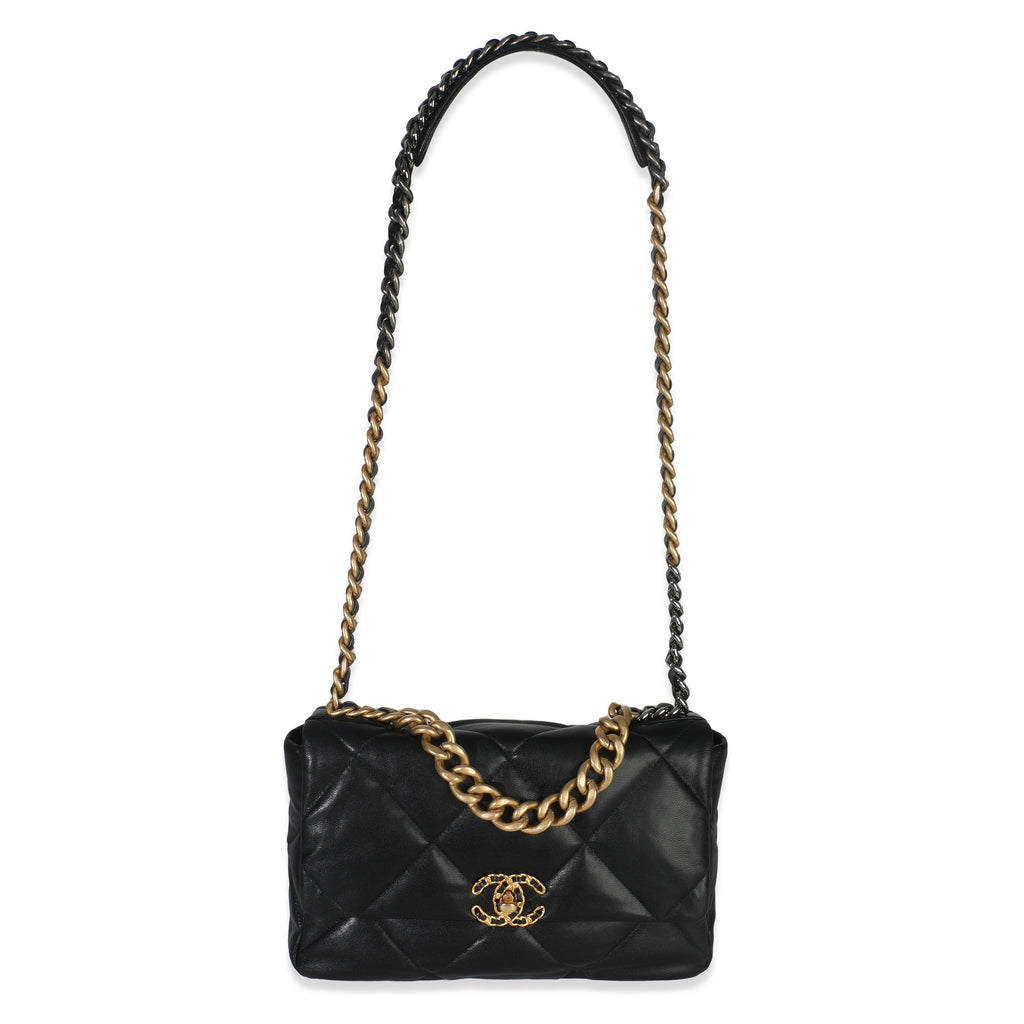 Chanel 20A Black Quilted Lambskin Large Chanel 19 Flap Bag