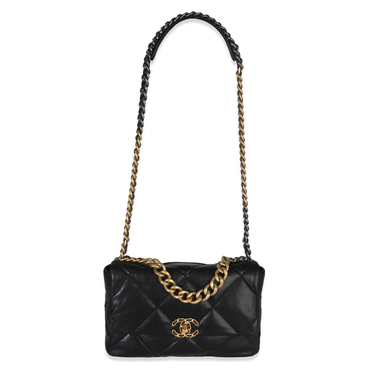 Chanel 20A Black Quilted Lambskin Large Chanel 19 Flap Bag