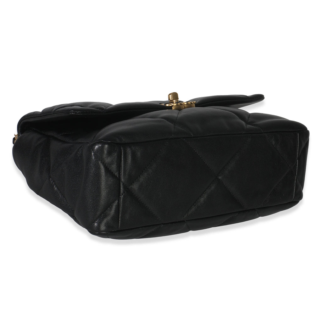 Chanel 20A Black Quilted Lambskin Large Chanel 19 Flap Bag