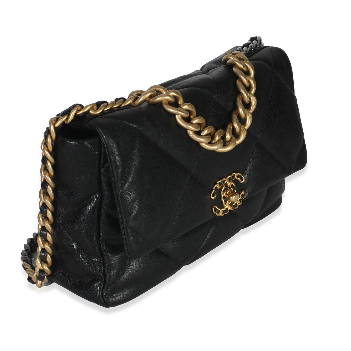 Chanel 20A Black Quilted Lambskin Large Chanel 19 Flap Bag