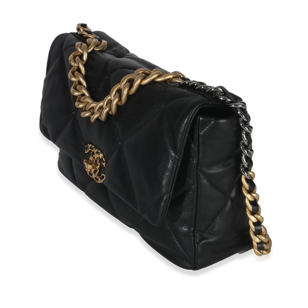 Chanel 20A Black Quilted Lambskin Large Chanel 19 Flap Bag