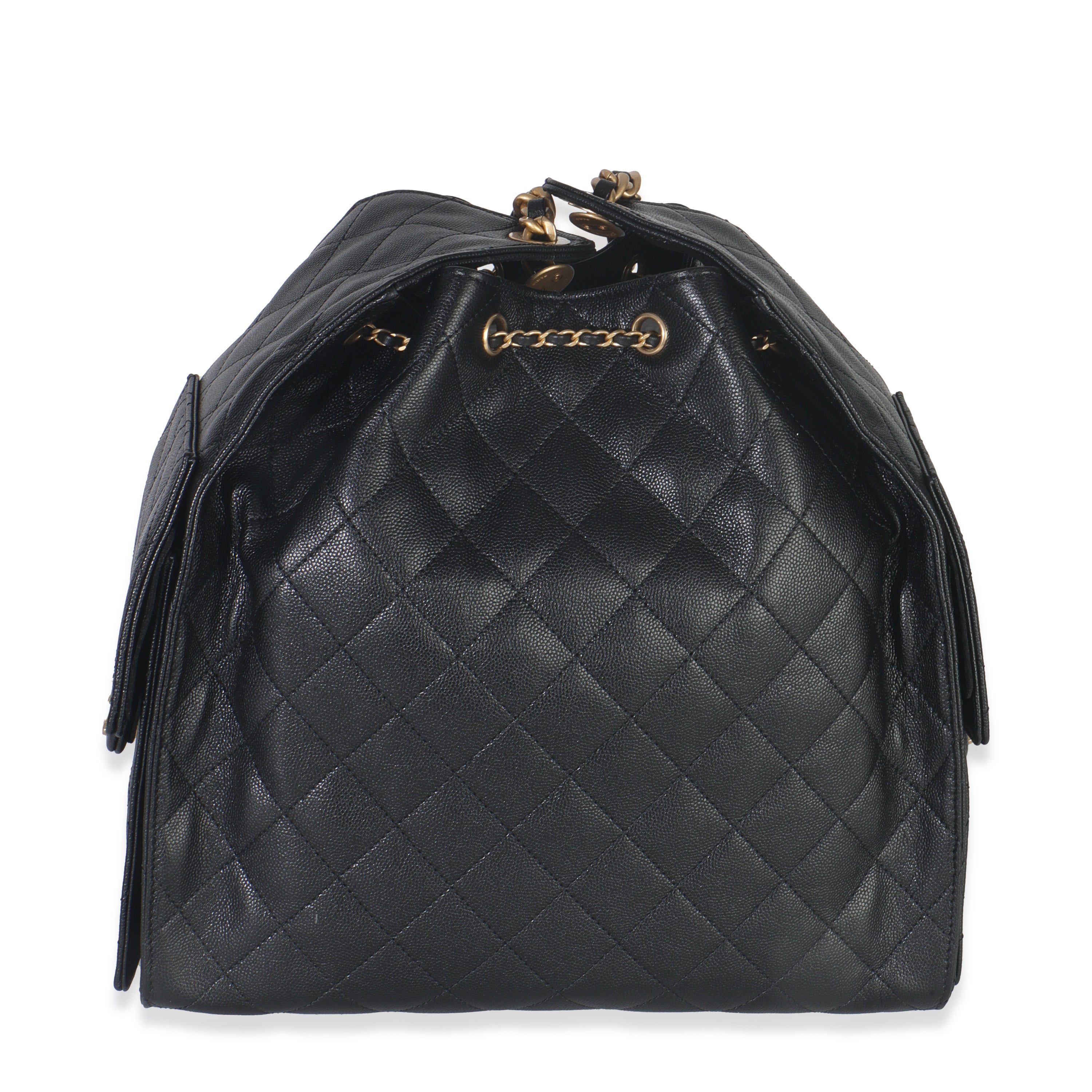 Chanel Black Quilted Caviar Medium Chanel 25 Hobo Handbag