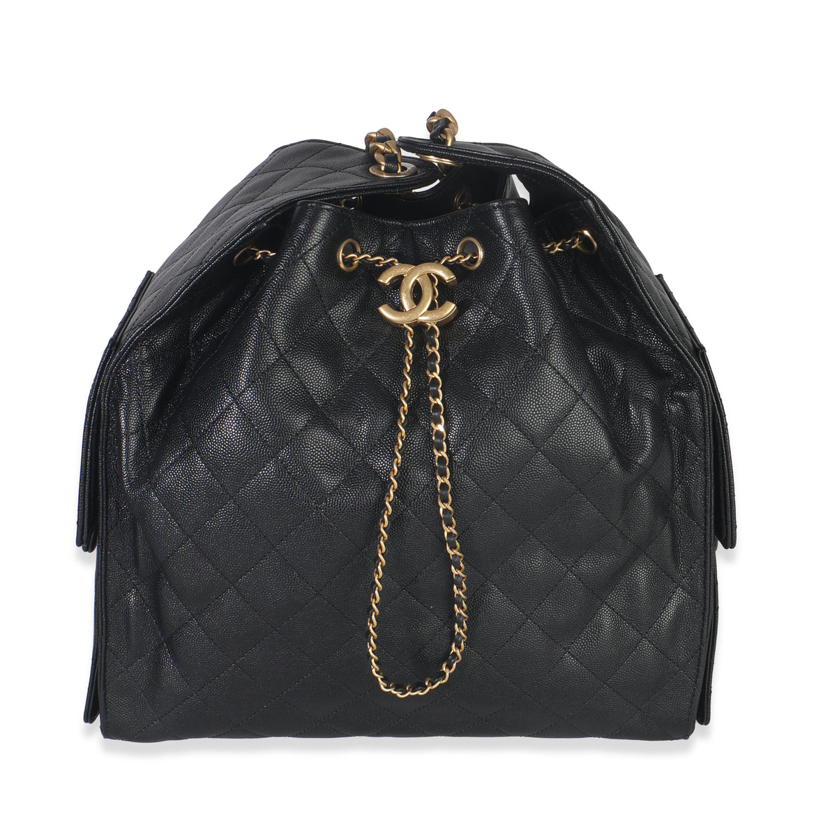 Chanel Black Quilted Caviar Medium Chanel 25 Hobo Handbag