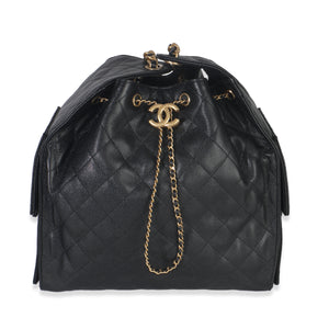 Chanel Black Quilted Caviar Medium Chanel 25 Hobo Handbag