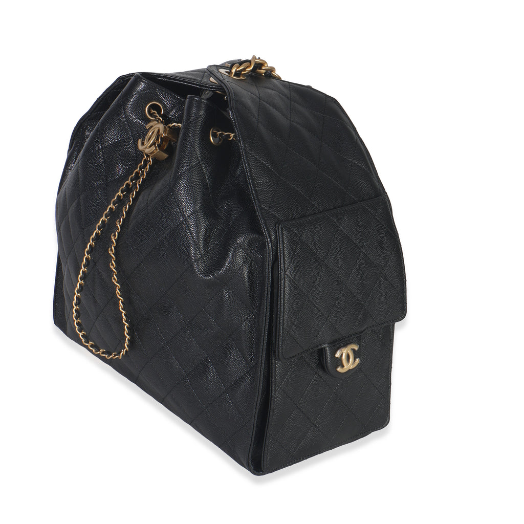 Chanel Black Quilted Caviar Medium Chanel 25 Hobo Handbag