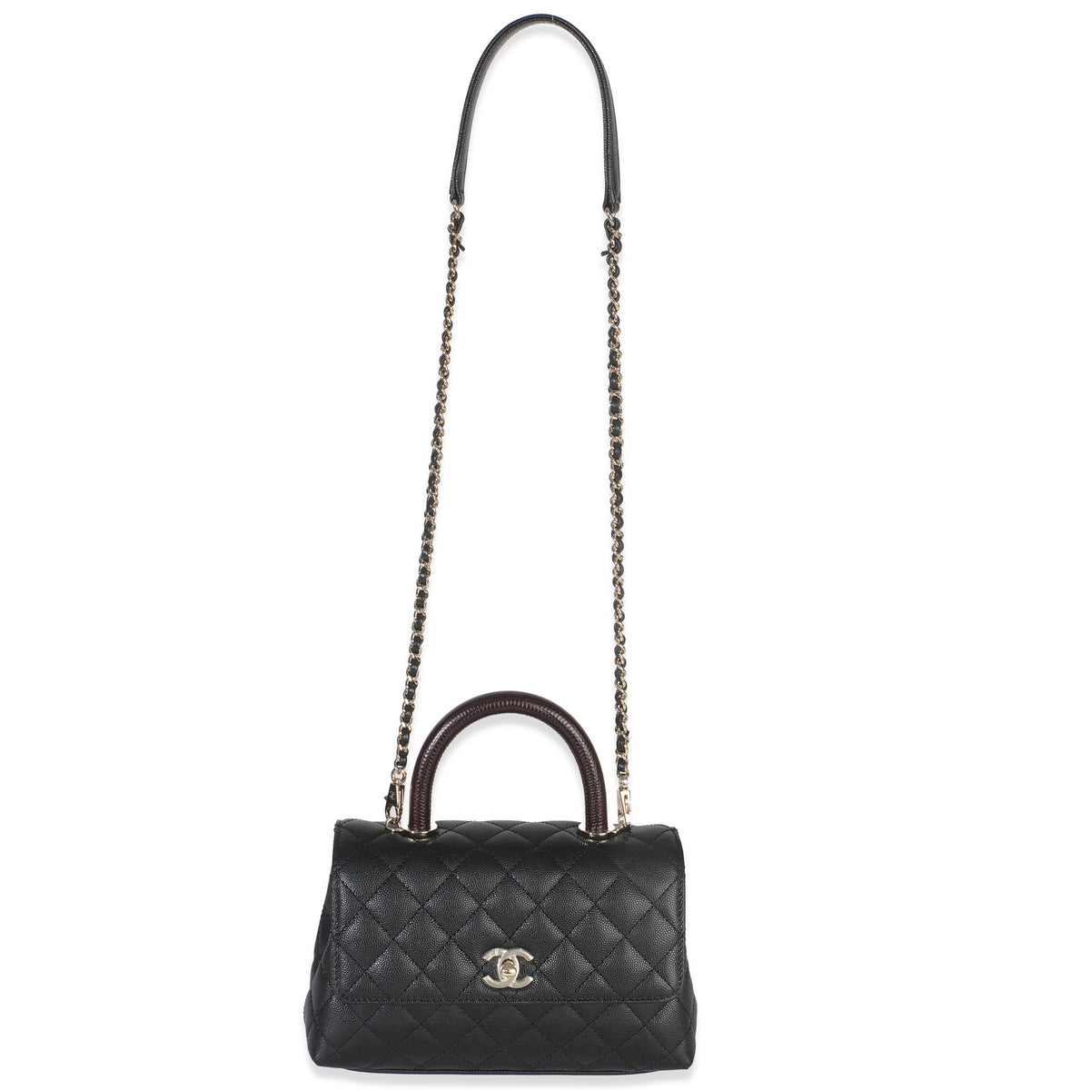 Chanel Black Quilted Caviar Mini Coco Top Handle Handbag