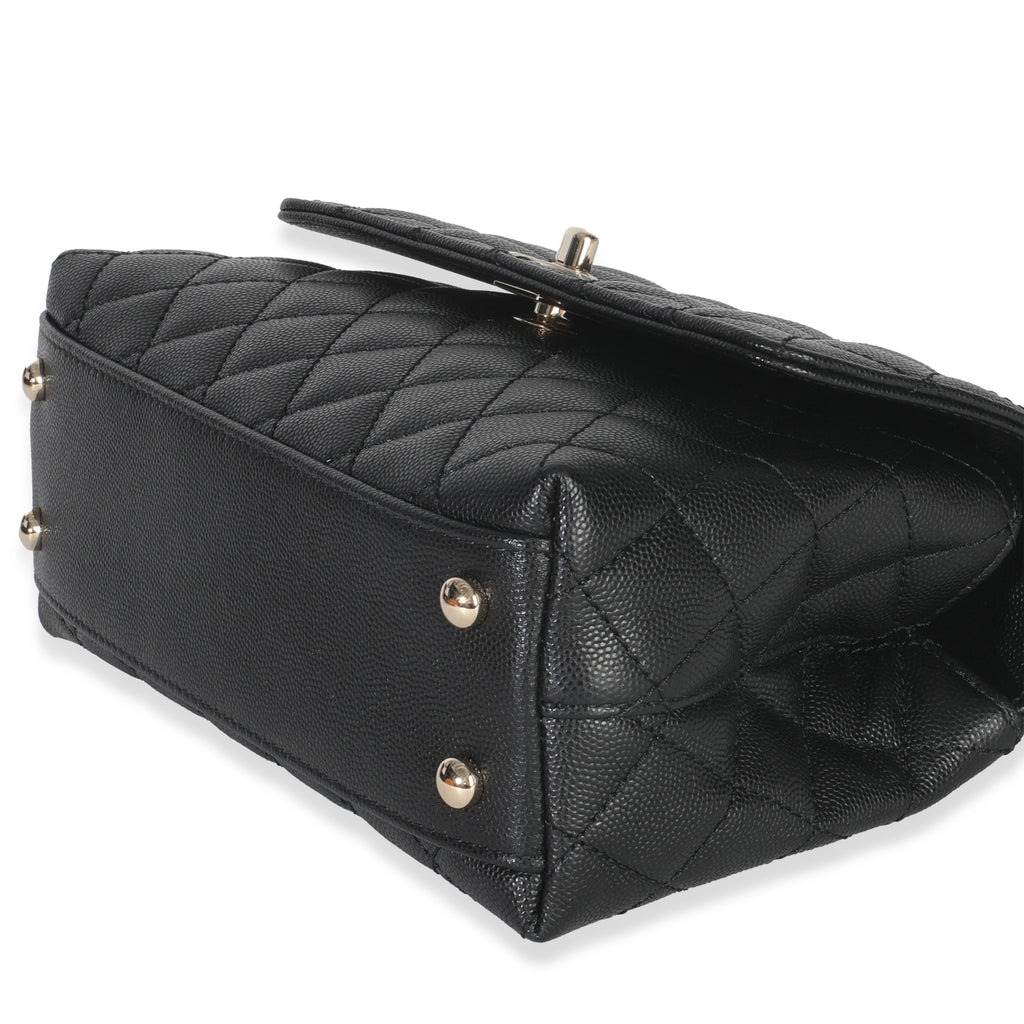 Chanel Black Quilted Caviar Mini Coco Top Handle Handbag