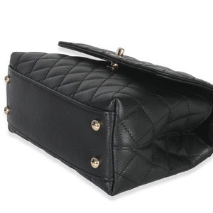 Chanel Black Quilted Caviar Mini Coco Top Handle Handbag
