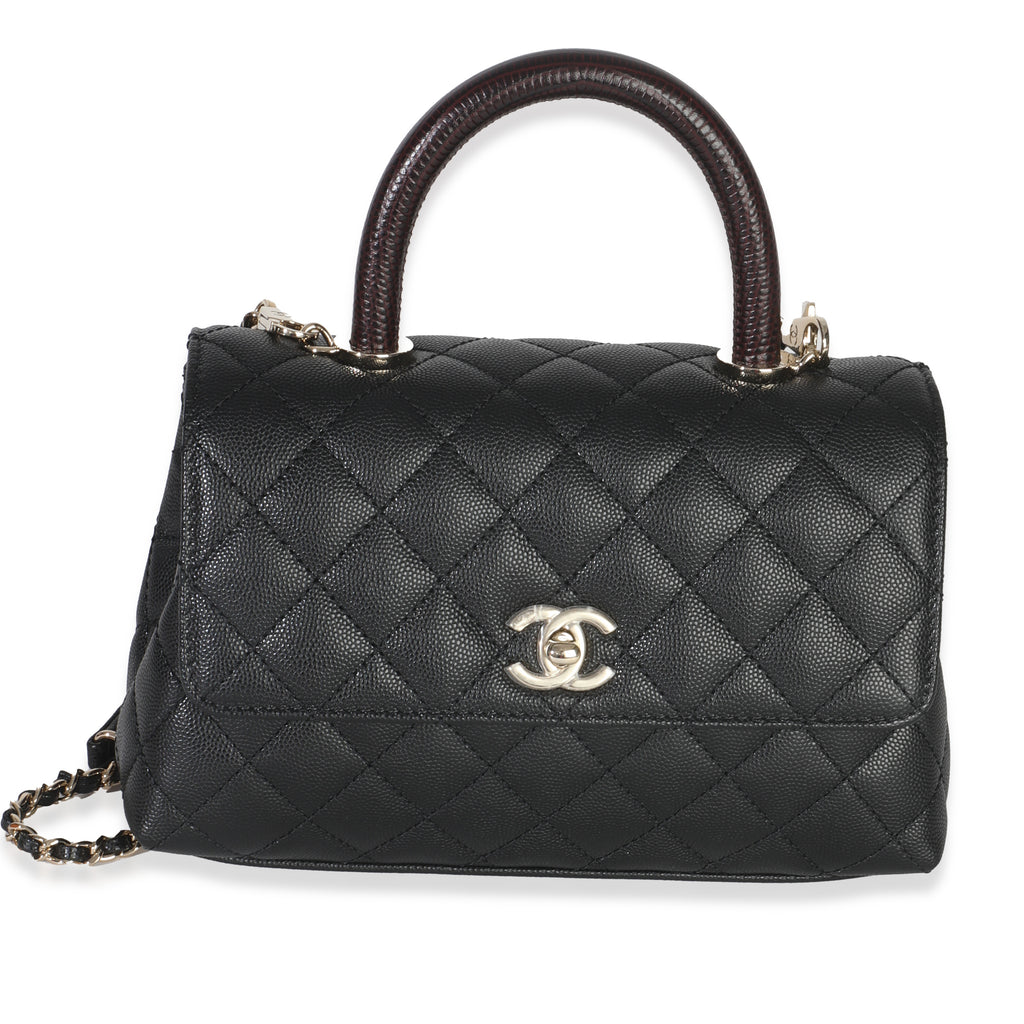 Chanel Black Quilted Caviar Mini Coco Top Handle Handbag