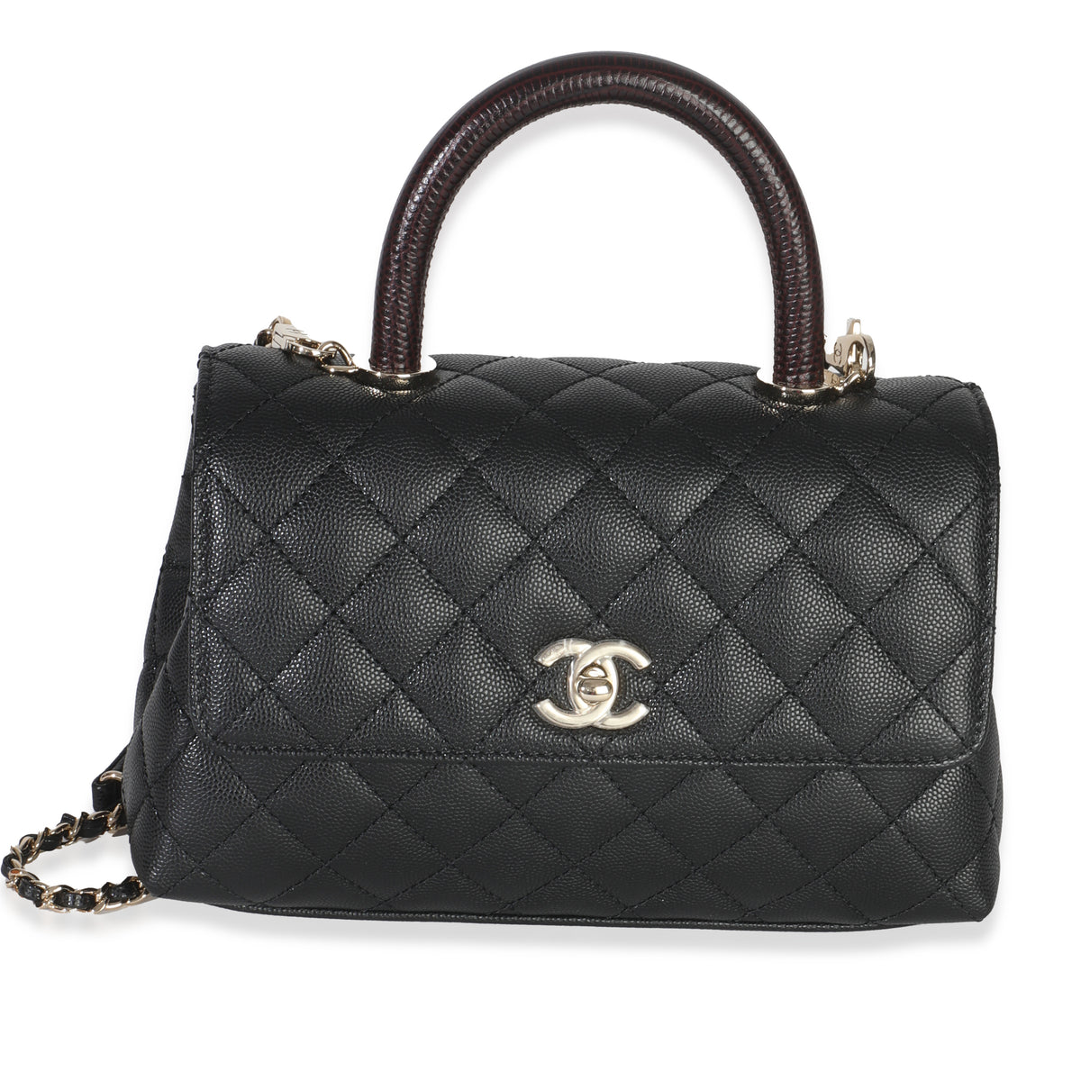 Chanel Black Quilted Caviar Mini Coco Top Handle Handbag