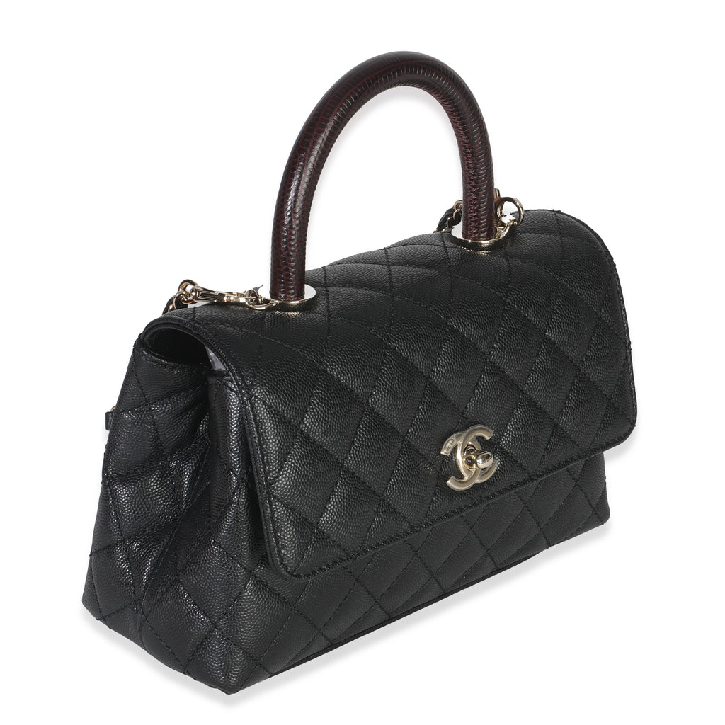 Chanel Black Quilted Caviar Mini Coco Top Handle Handbag