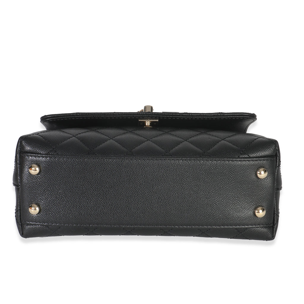 Chanel Black Quilted Caviar Mini Coco Top Handle Handbag