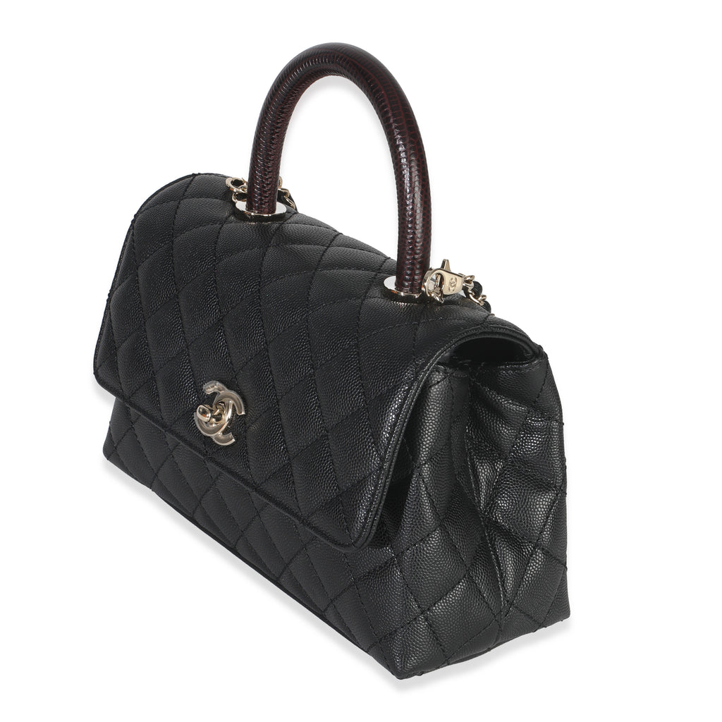 Chanel Black Quilted Caviar Mini Coco Top Handle Handbag