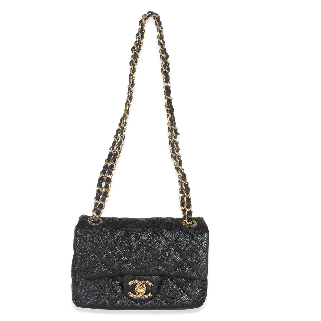 Chanel Black Quilted Grained Lambskin Mini Flap
