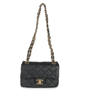 Chanel Black Quilted Grained Lambskin Mini Flap