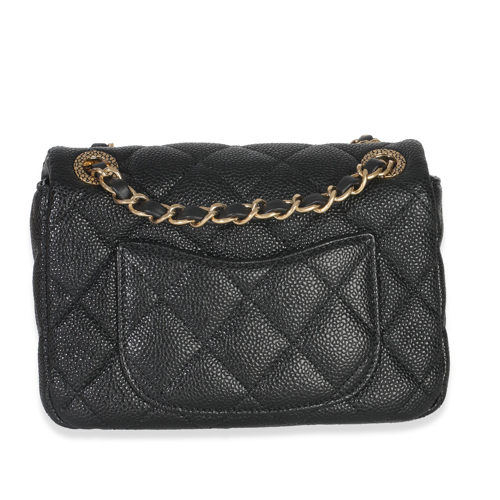 Chanel Black Quilted Grained Lambskin Mini Flap