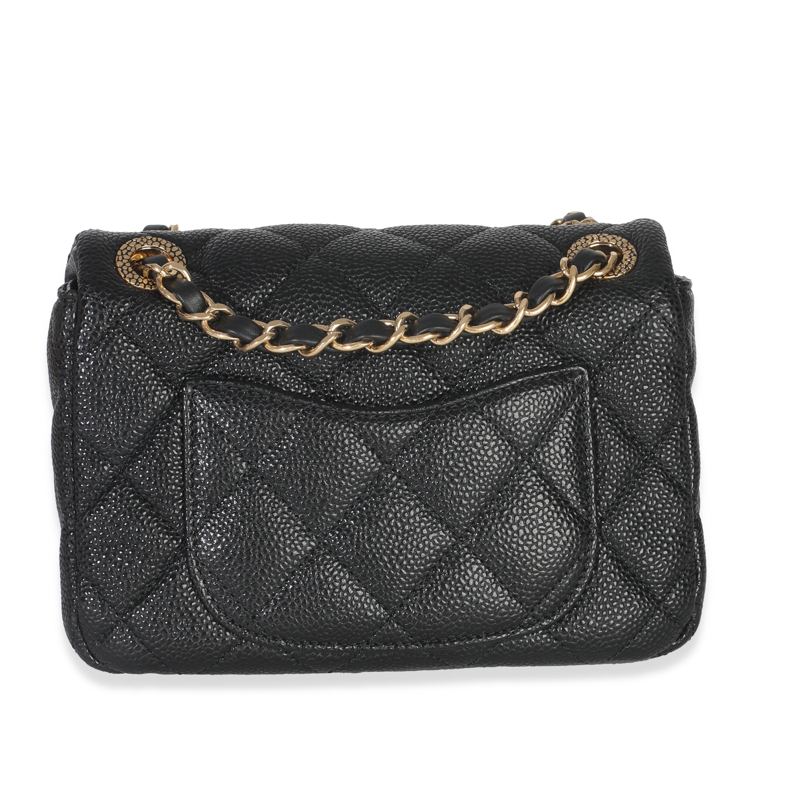 Chanel Black Quilted Grained Lambskin Mini Flap