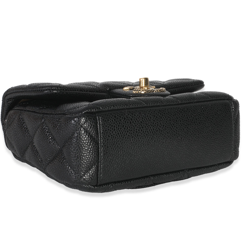 Chanel Black Quilted Grained Lambskin Mini Flap