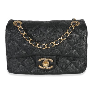 Chanel Black Quilted Grained Lambskin Mini Flap
