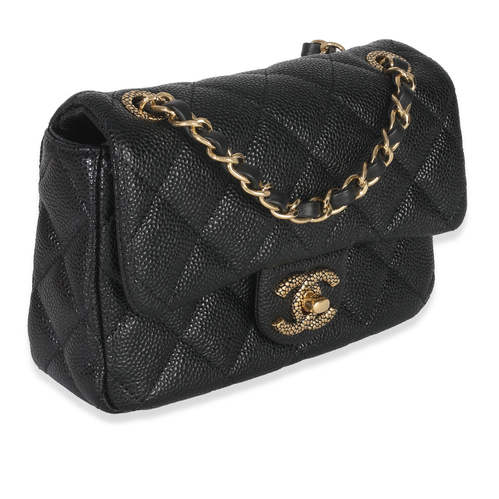Chanel Black Quilted Grained Lambskin Mini Flap