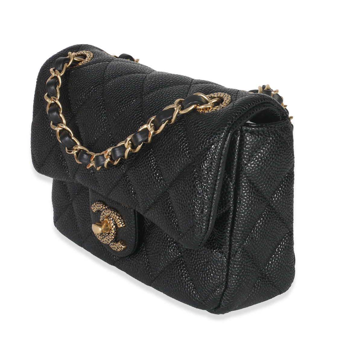 Chanel Black Quilted Grained Lambskin Mini Flap