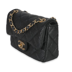 Chanel Black Quilted Grained Lambskin Mini Flap