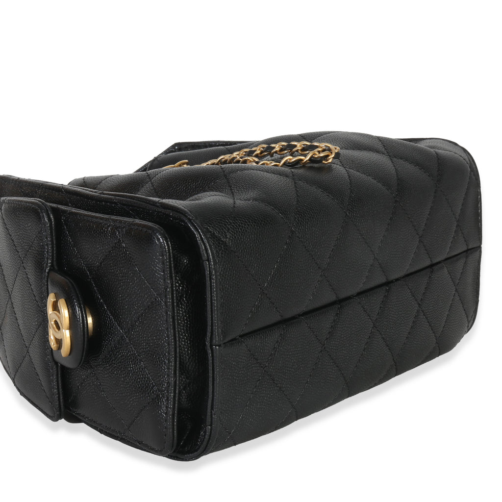 Chanel 26P Black Quilted Caviar Mini Chanel 25 Hobo Handbag