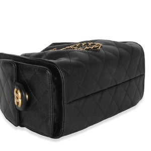 Chanel 26P Black Quilted Caviar Mini Chanel 25 Hobo Handbag