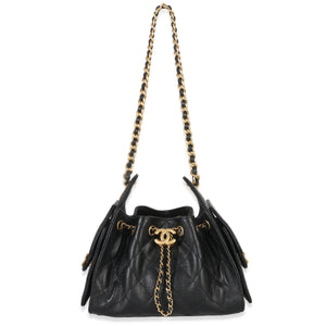 Chanel 26P Black Quilted Caviar Mini Chanel 25 Hobo Handbag