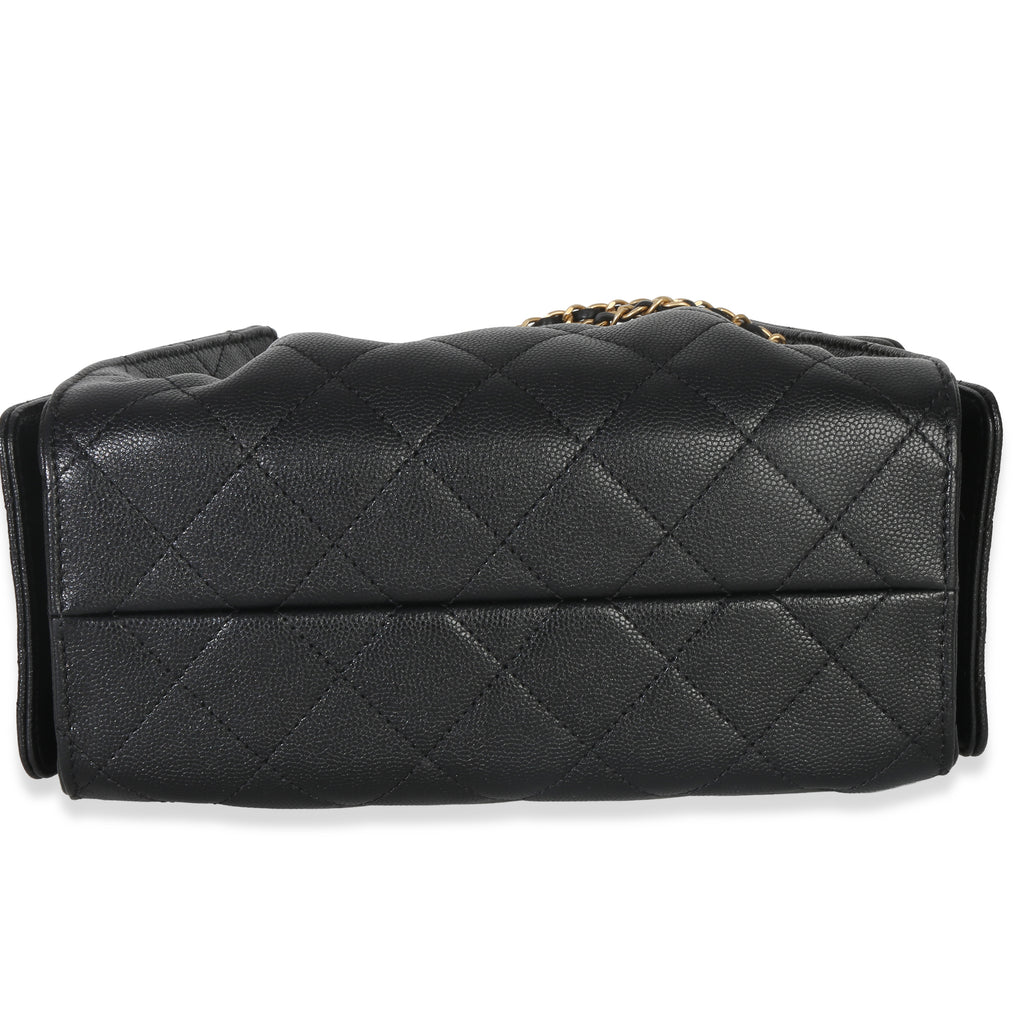 Chanel 26P Black Quilted Caviar Mini Chanel 25 Hobo Handbag