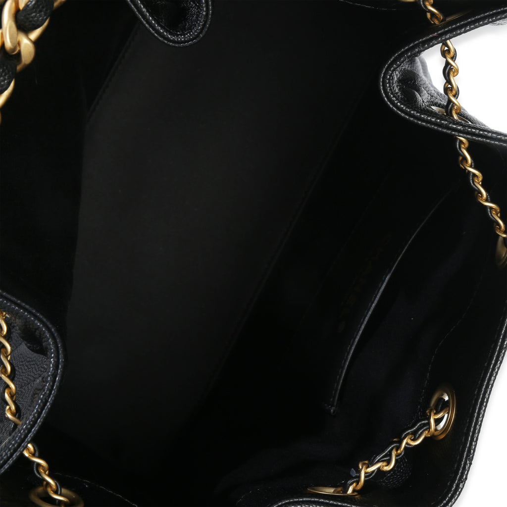 Chanel Black Quilted Caviar Small Chanel 25 Hobo