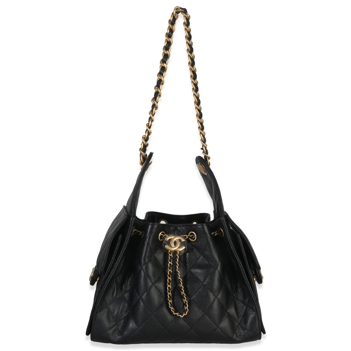 Chanel Black Quilted Caviar Small Chanel 25 Hobo