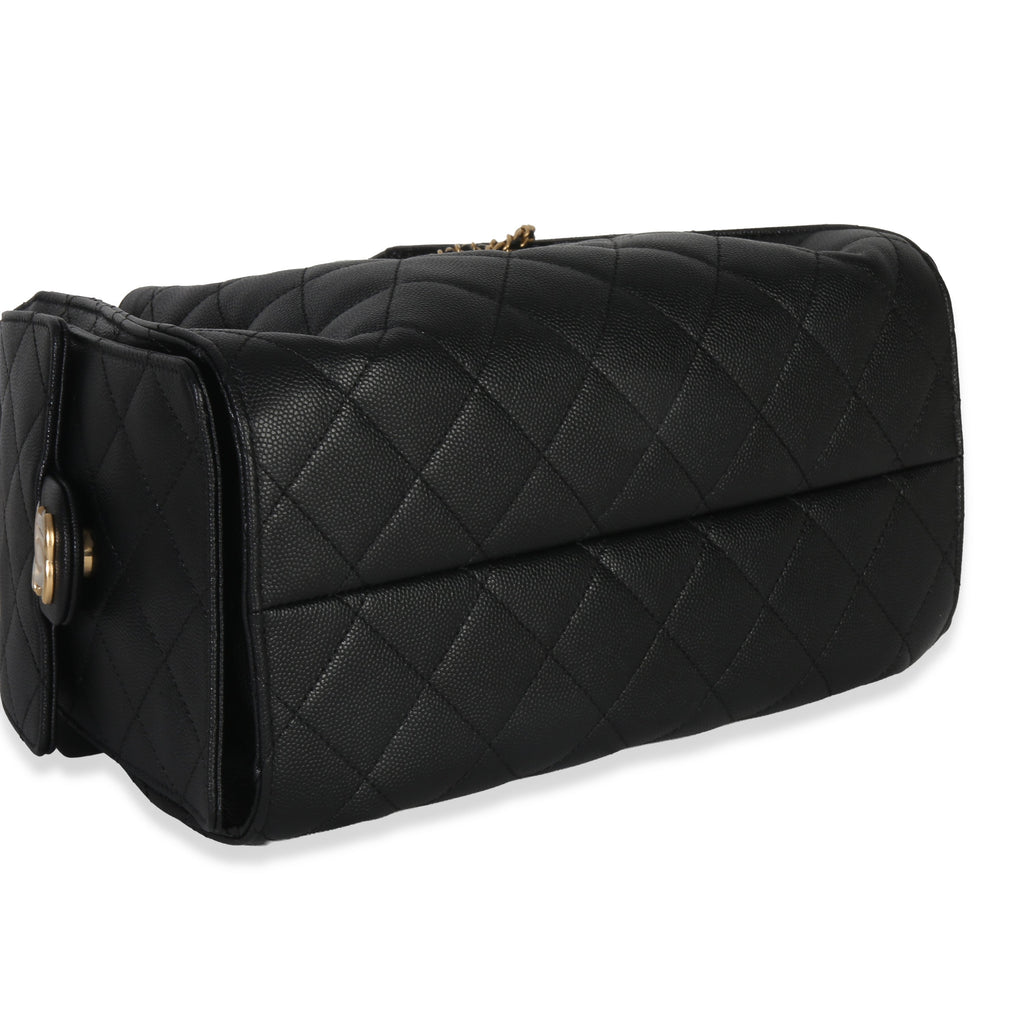 Chanel Black Quilted Caviar Small Chanel 25 Hobo