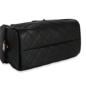 Chanel Black Quilted Caviar Small Chanel 25 Hobo