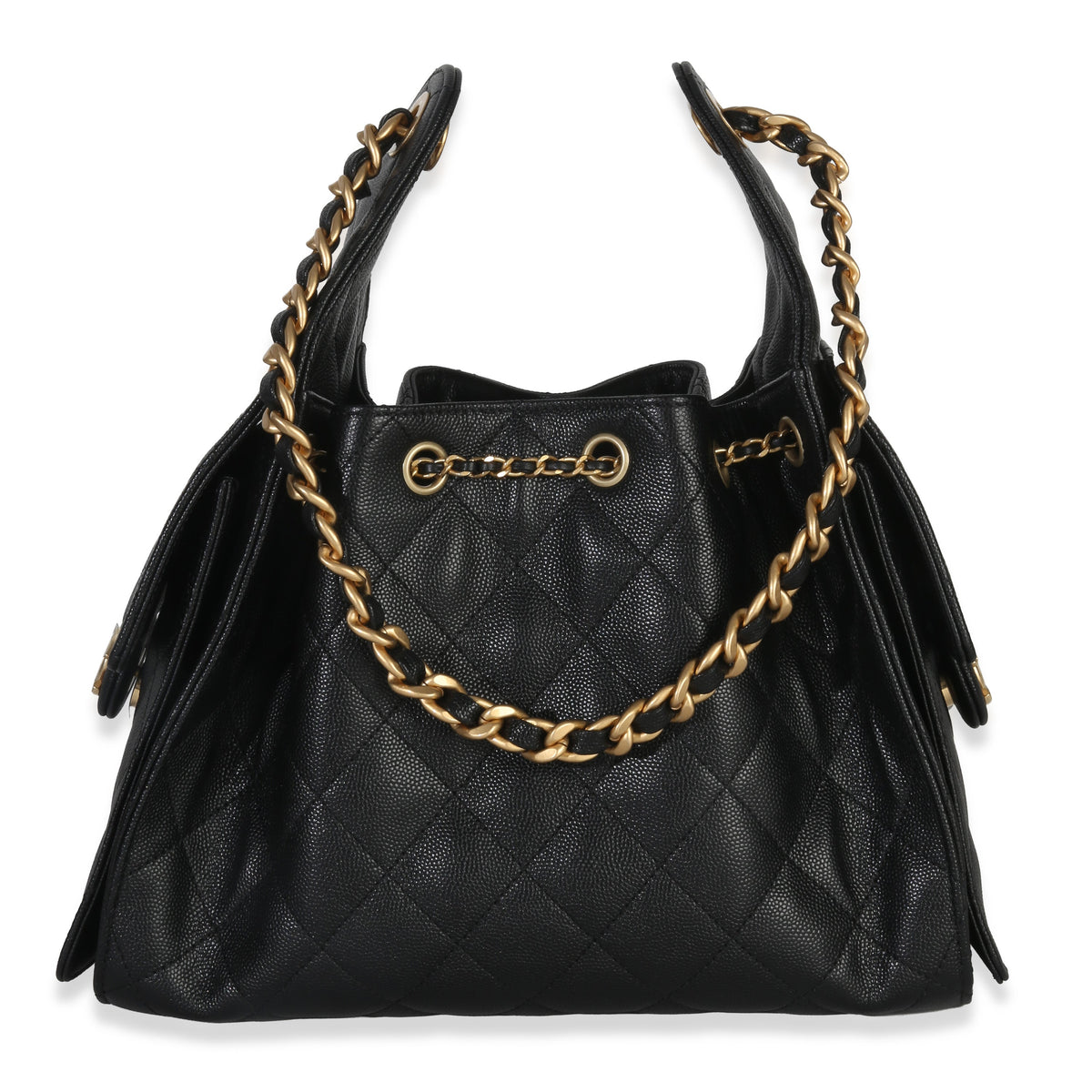 Chanel Black Quilted Caviar Small Chanel 25 Hobo