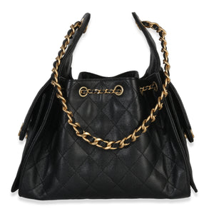 Chanel Black Quilted Caviar Small Chanel 25 Hobo
