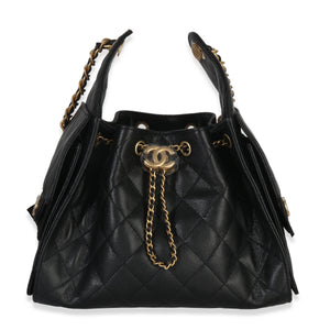 Chanel Black Quilted Caviar Small Chanel 25 Hobo