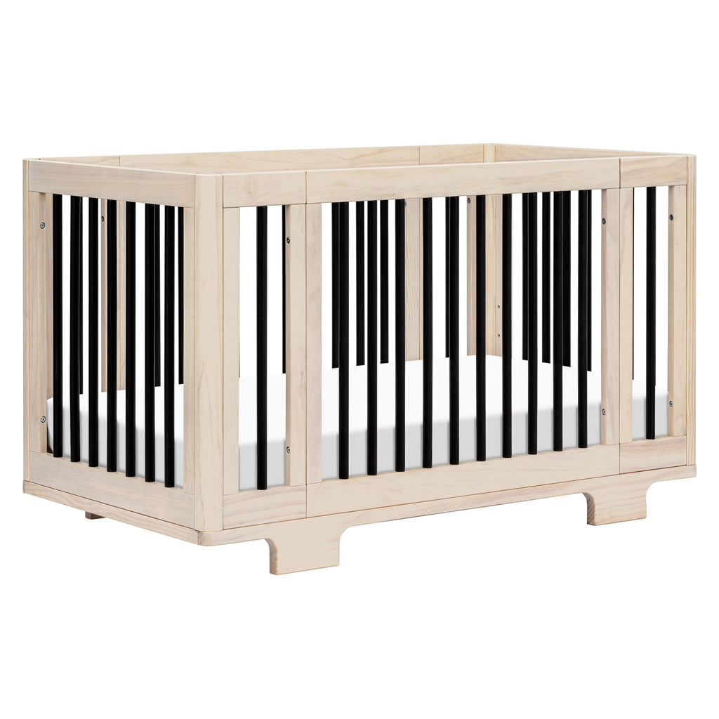 Yuzu 8-in-1 Convertible Crib with All-Stages Conversion Kits in Washed Natural & Black