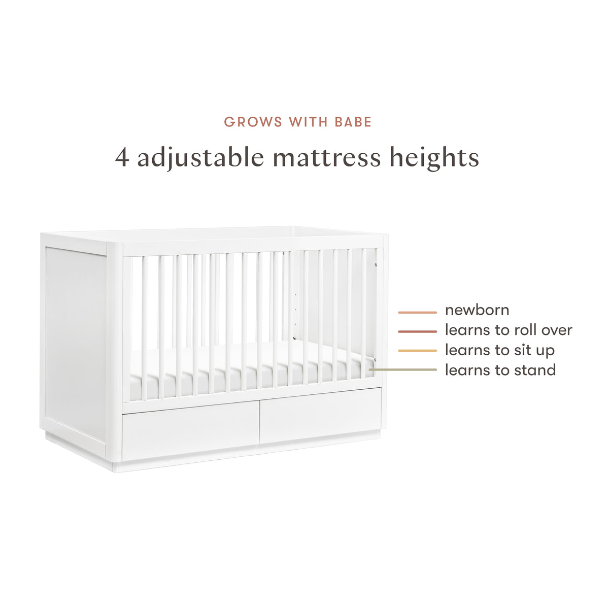 Bento 3-in-1 Convertible Storage Crib with Toddler Bed Conversion Kit in White