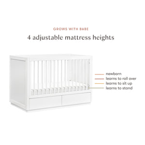 Bento 3-in-1 Convertible Storage Crib with Toddler Bed Conversion Kit in White