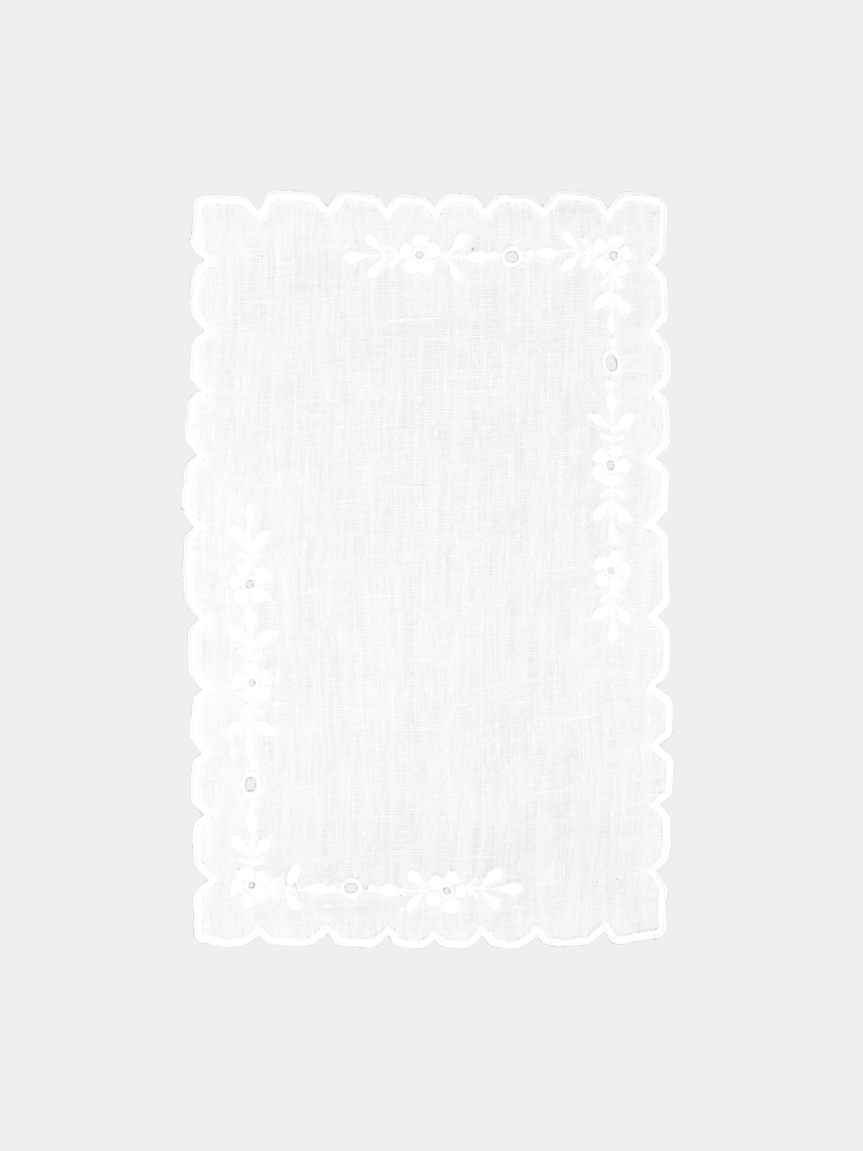 Taf Firenze Fiorellini Hand-Embroidered Linen Cocktail Napkins (Set of 6)