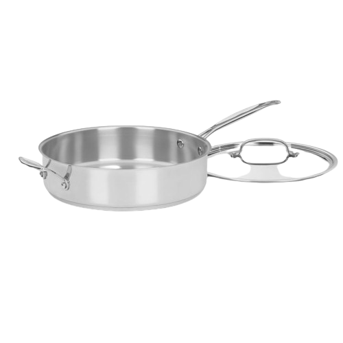 Chef's Classic™ Stainless 5.5 Quart Sauté Pan with Helper Handle & Cover in Stainless Steel