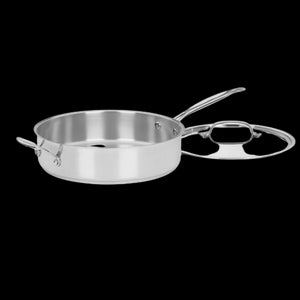 Chef's Classic™ Stainless 5.5 Quart Sauté Pan with Helper Handle & Cover in Stainless Steel