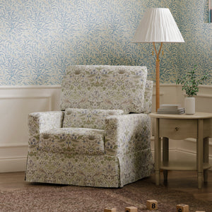 Morris & Co. x Namesake Crawford Pillowback Comfort Swivel Glider Strawberry Thief in Fig & Thyme