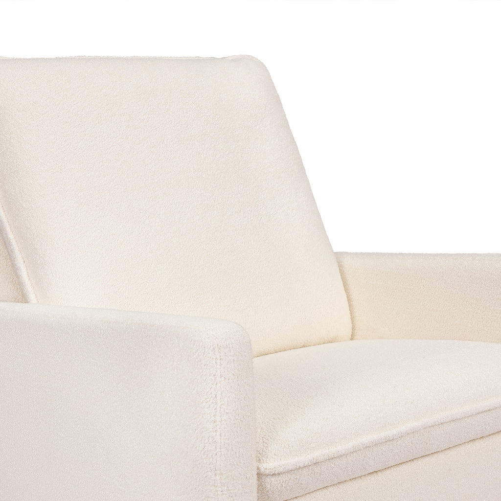 Cali Pillowback Chair and a Half Glider in Fleece in Chantilly Fleece with Light Wood Base