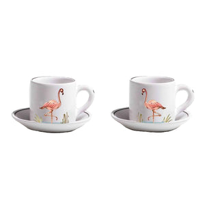 Animaux de la Savane Pair of Espresso Cups & Saucers, Flamingo