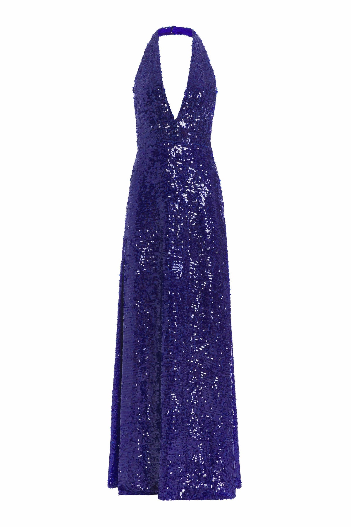 Eartha Cobalt Sequin Halter Gown