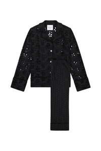 Eyelet Pajama Set in Black