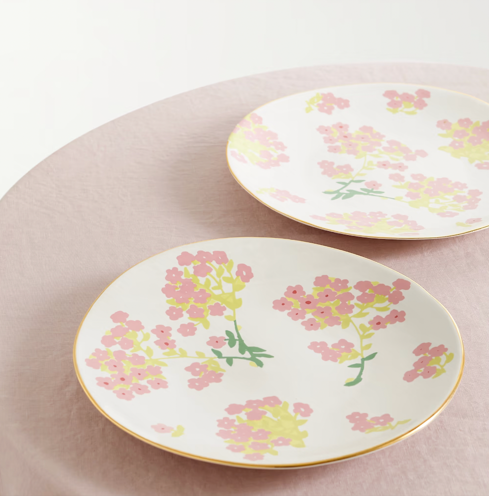 Bernadette - Set of two 22cm gold-plated ceramic dinner plates
