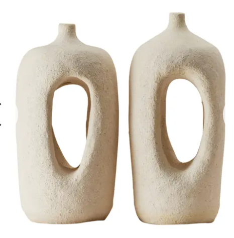 Contemporary Handmade Raw Blanc Ceramic Elsie Bookends - a Pair